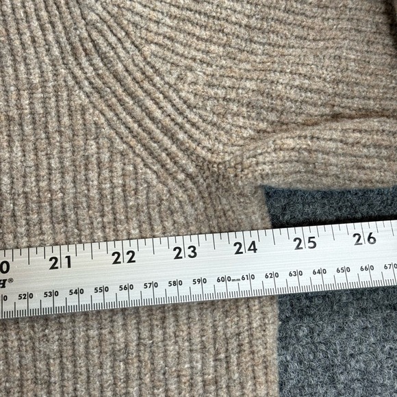 Uniqlo Mens XL Preppy Beige Ribbed Knit 1/4 Zip Sweater - Picture 8 of 11